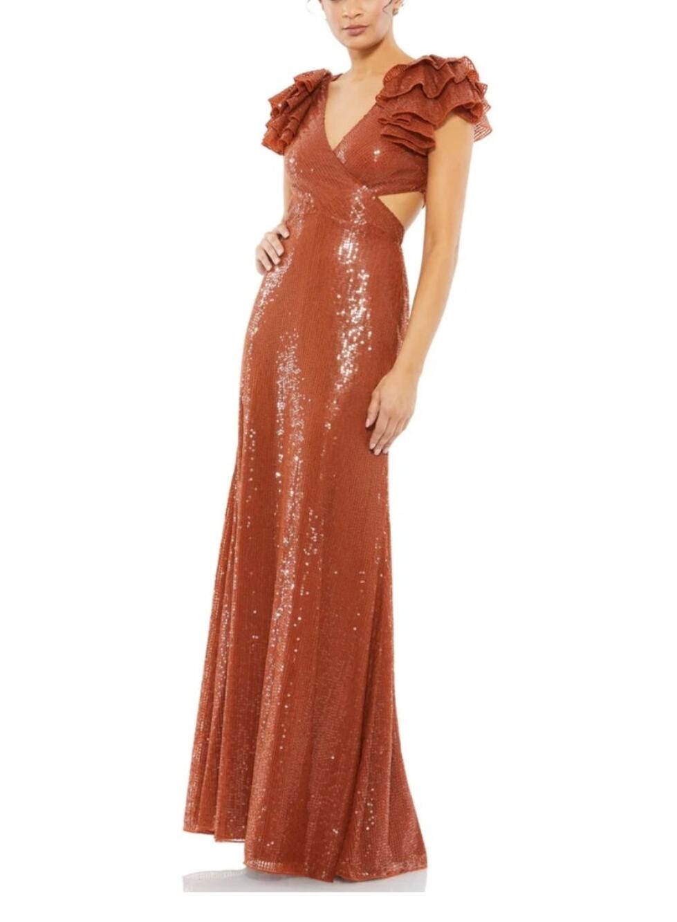 Mac Duggal Sequined Cutout Open Back Brick Gown Dress Size 8 NWT #10829 Elegant